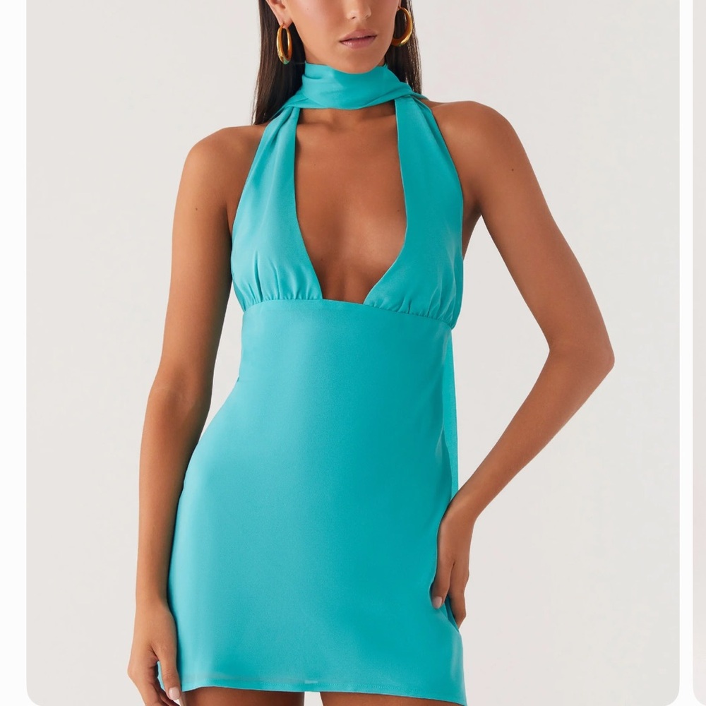 Peppermayo Teal Backless Dress